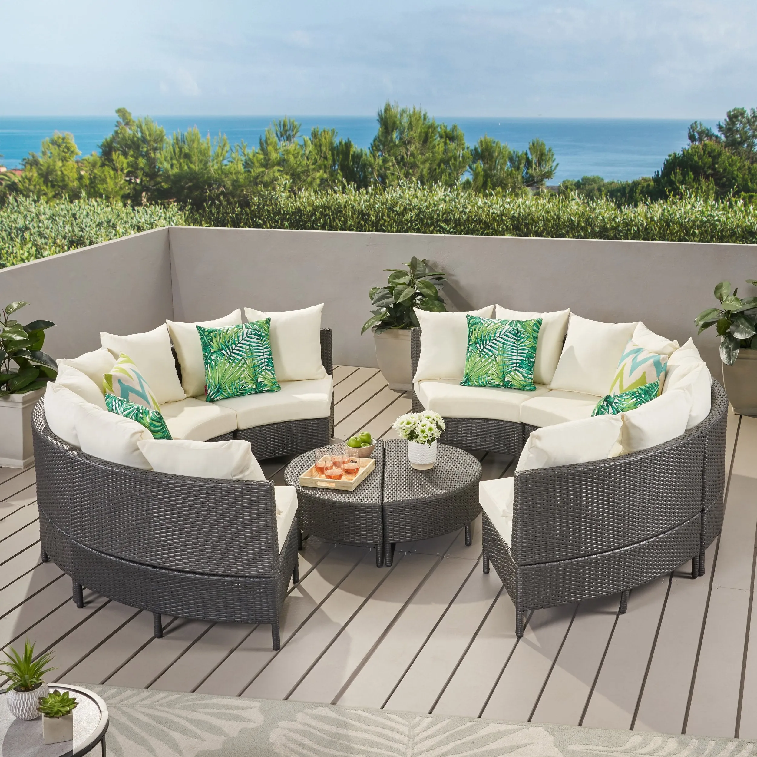 10Pc Outdoor Wicker Sofa Set w/ Cushions - NH247992 patio chairs, outdoor seating