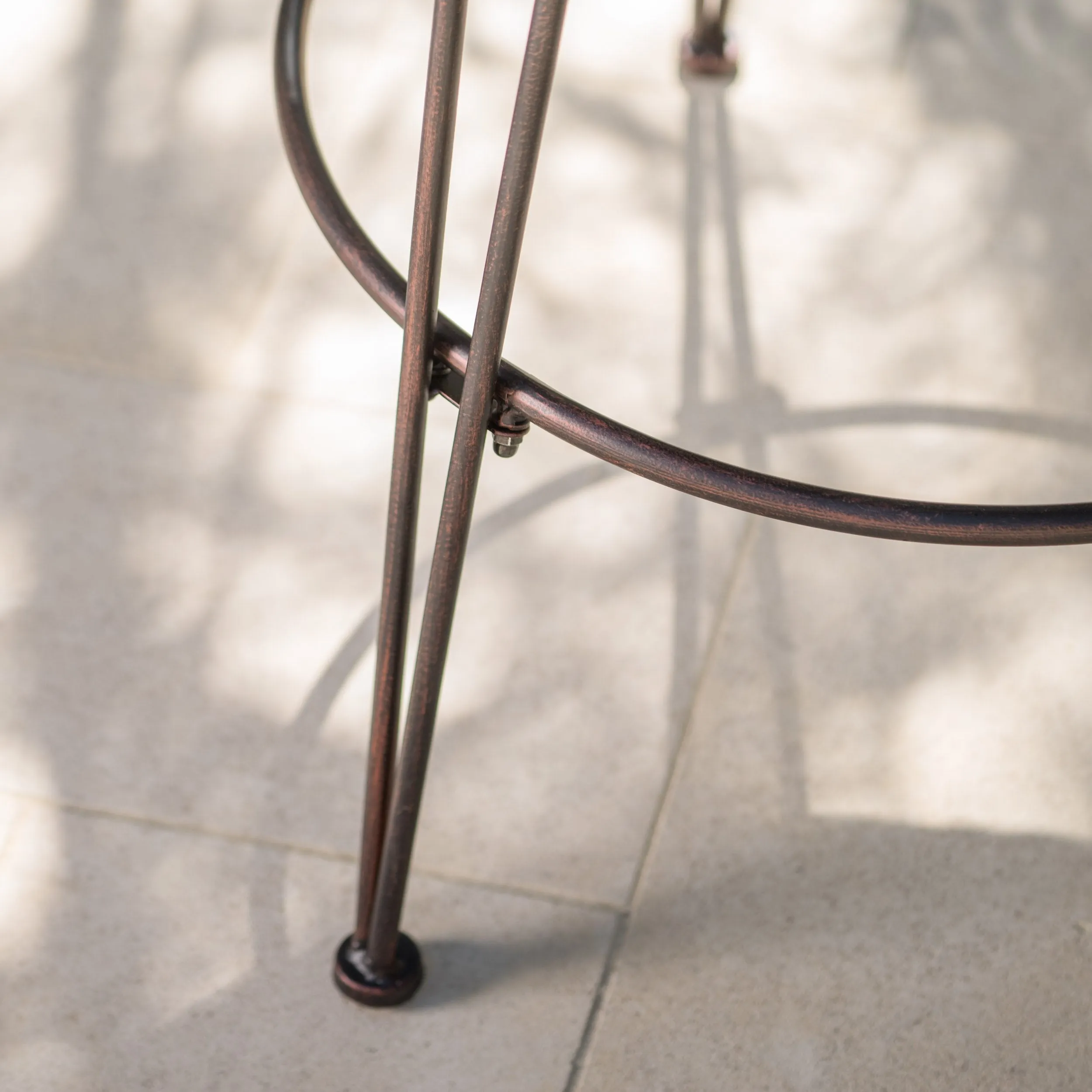 18-Inch Outdoor Wicker Barstools with Black Brush Copper Iron Frame (Set of 2) - NH837103