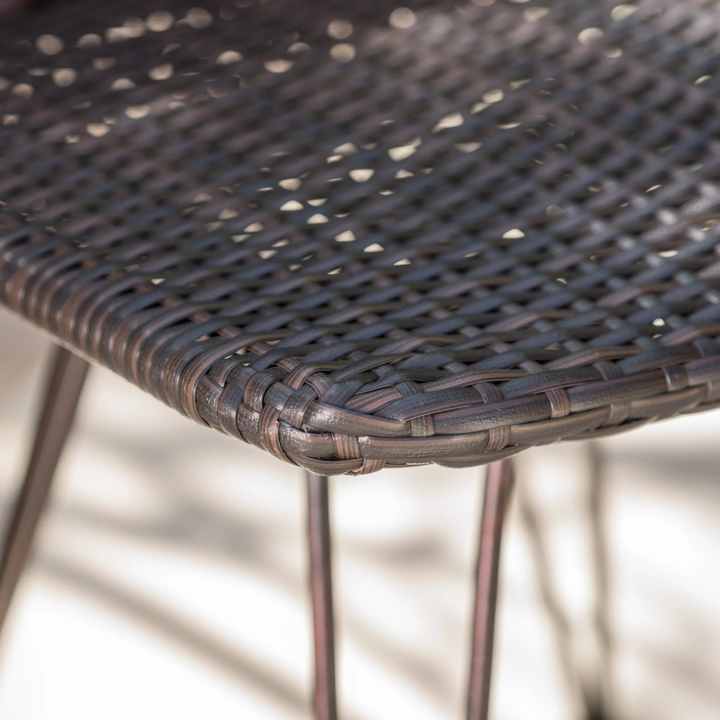 18-Inch Outdoor Wicker Barstools with Black Brush Copper Iron Frame (Set of 2) - NH837103