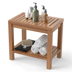 19 Inch Shower Stool with Slatted Seat for Elderly Seniors bathroom organizer, toilet brush holder