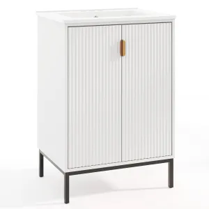 24 Undermount Bathroom Storage Cabinet and Sink Combo Set with 2 Doors bathroom organizer, toilet brush holder