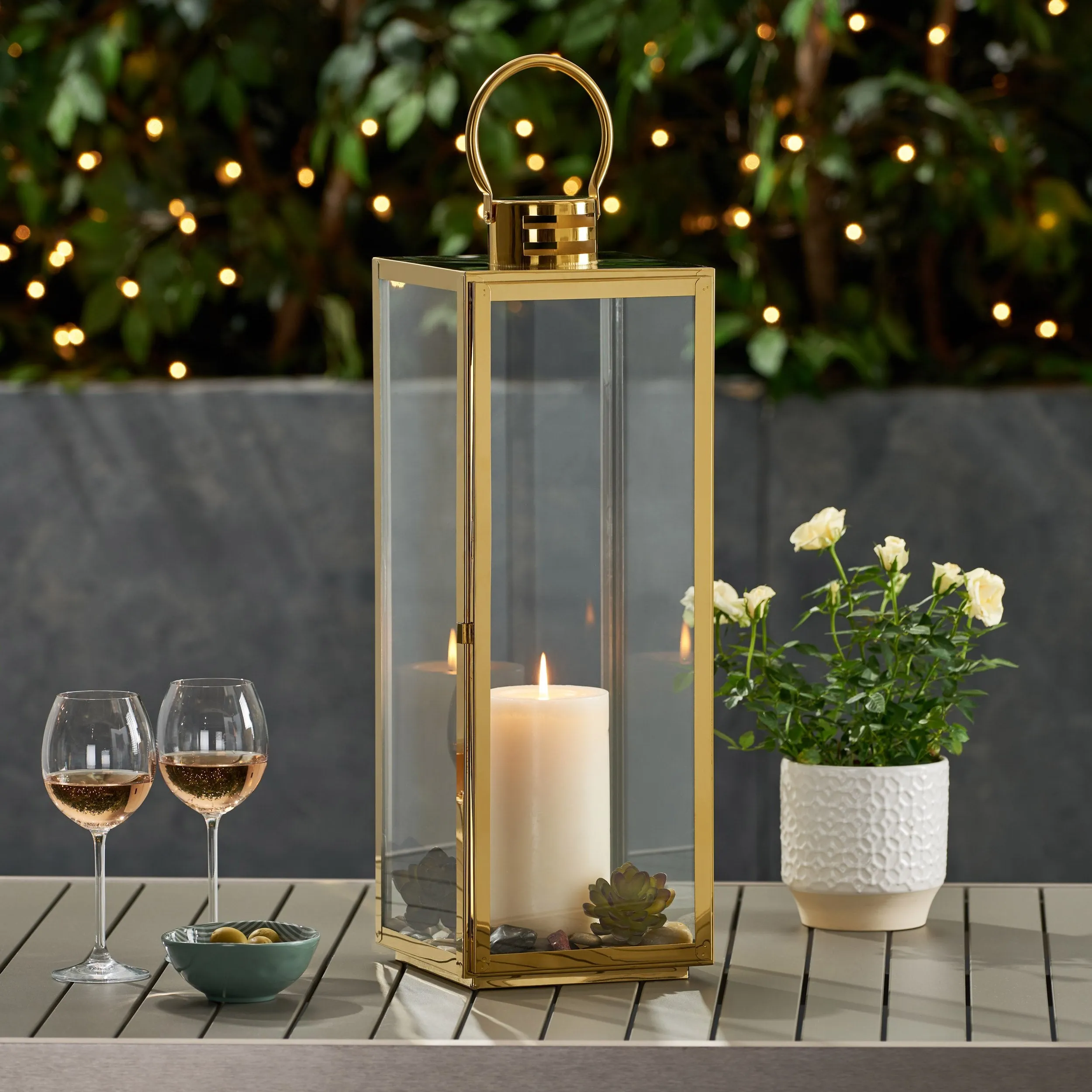 24" Modern Outdoor Stainless Steel Lantern - NH362013 patio chairs, outdoor seating