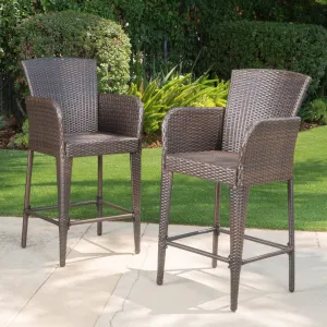 28-Inch Contemporary Outdoor Multibrown Wicker Barstool - NH998892 patio chairs, outdoor seating