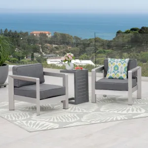 3-piece Outdoor Aluminum Club Chairs with Side Table - NH084603 patio chairs, outdoor seating