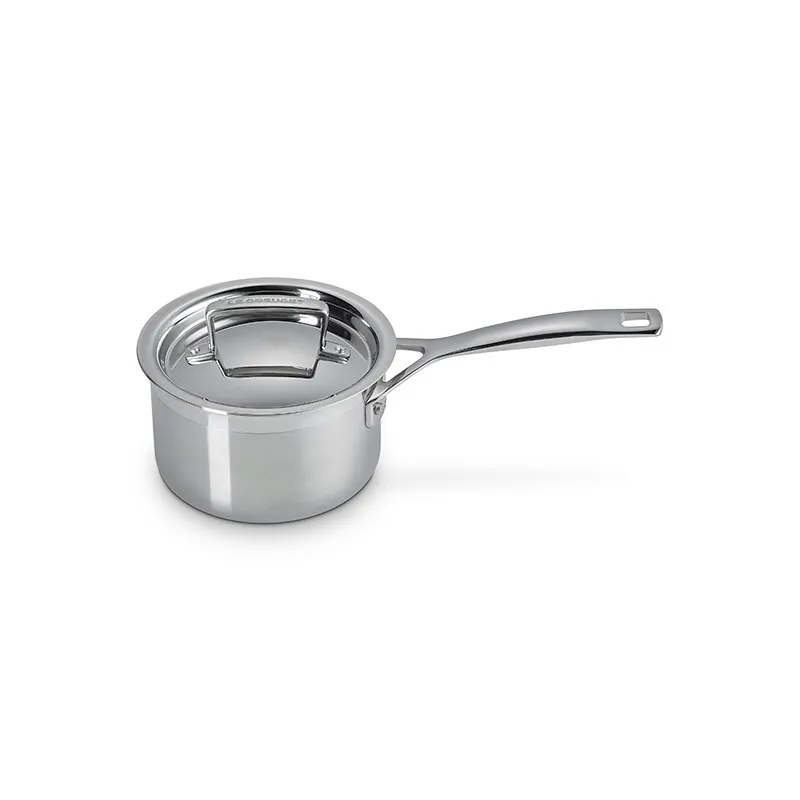 3 Ply Stainless Steel - Uncoated Saucepan, 14cm/1.4 litre, Silver curtain fabric, upholstery textile