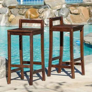 30-Inch  Mahogany Stained Wood Bar Stools (Set of 2) - NH053592 patio chairs, outdoor seating