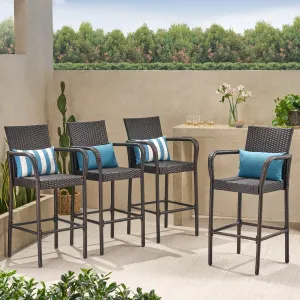 30-Inch Outdoor Brown Wicker Barstool (Set of 4) - NH749592 patio chairs, outdoor seating