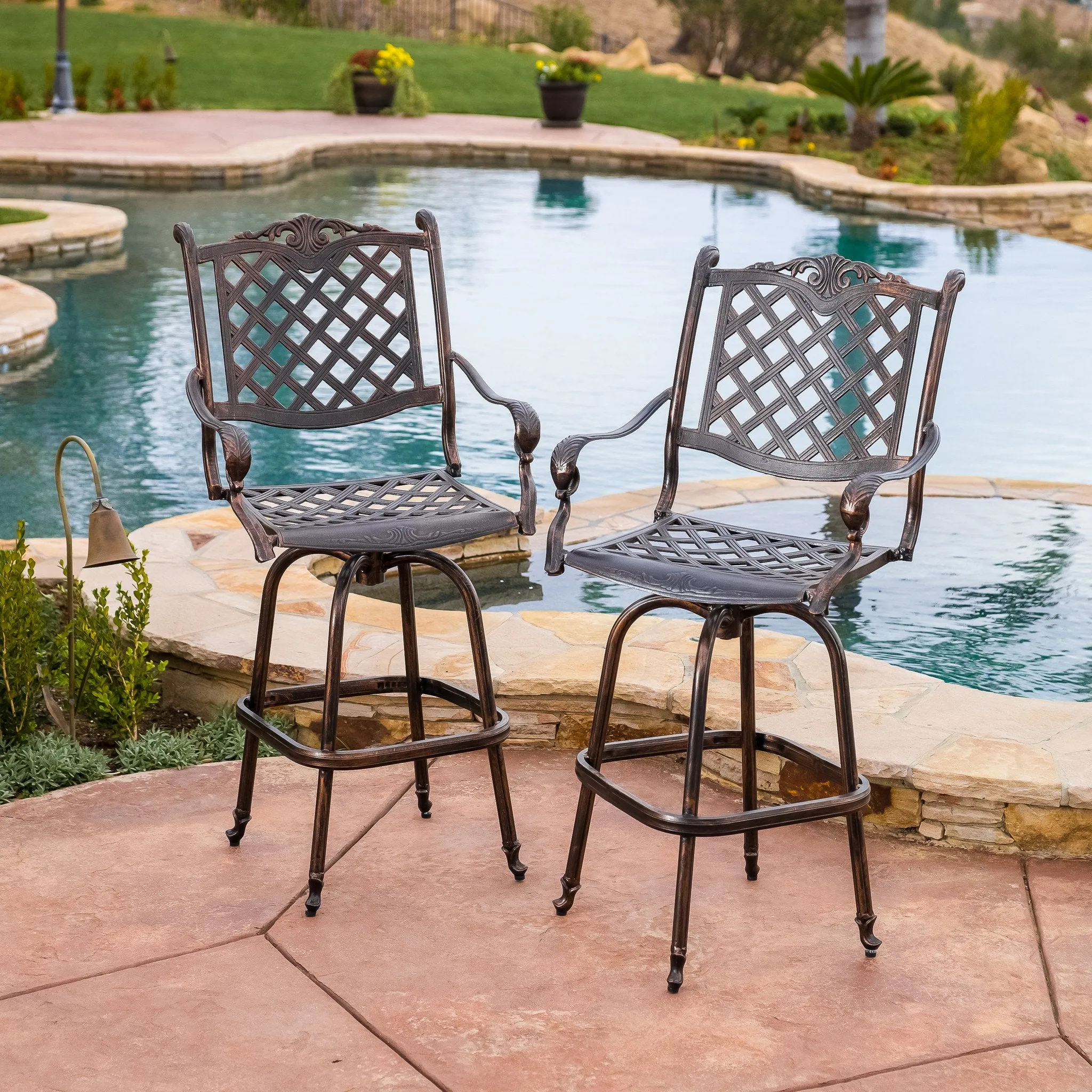 30-Inch Outdoor Cast Aluminum Bar Stools (Set of 2) - NH977832 patio chairs, outdoor seating