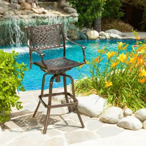 30-Inch Outdoor Cast Aluminum Swivel Bar Stool - NH250592 patio chairs, outdoor seating