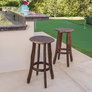 30-Inch Outdoor Dark Brown Finished Acacia Wood Barstools - NH720103 patio chairs, outdoor seating