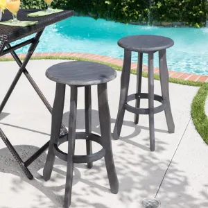 30-Inch Outdoor Dark Grey Finished Acacia Wood Barstools - NH531103 patio chairs, outdoor seating