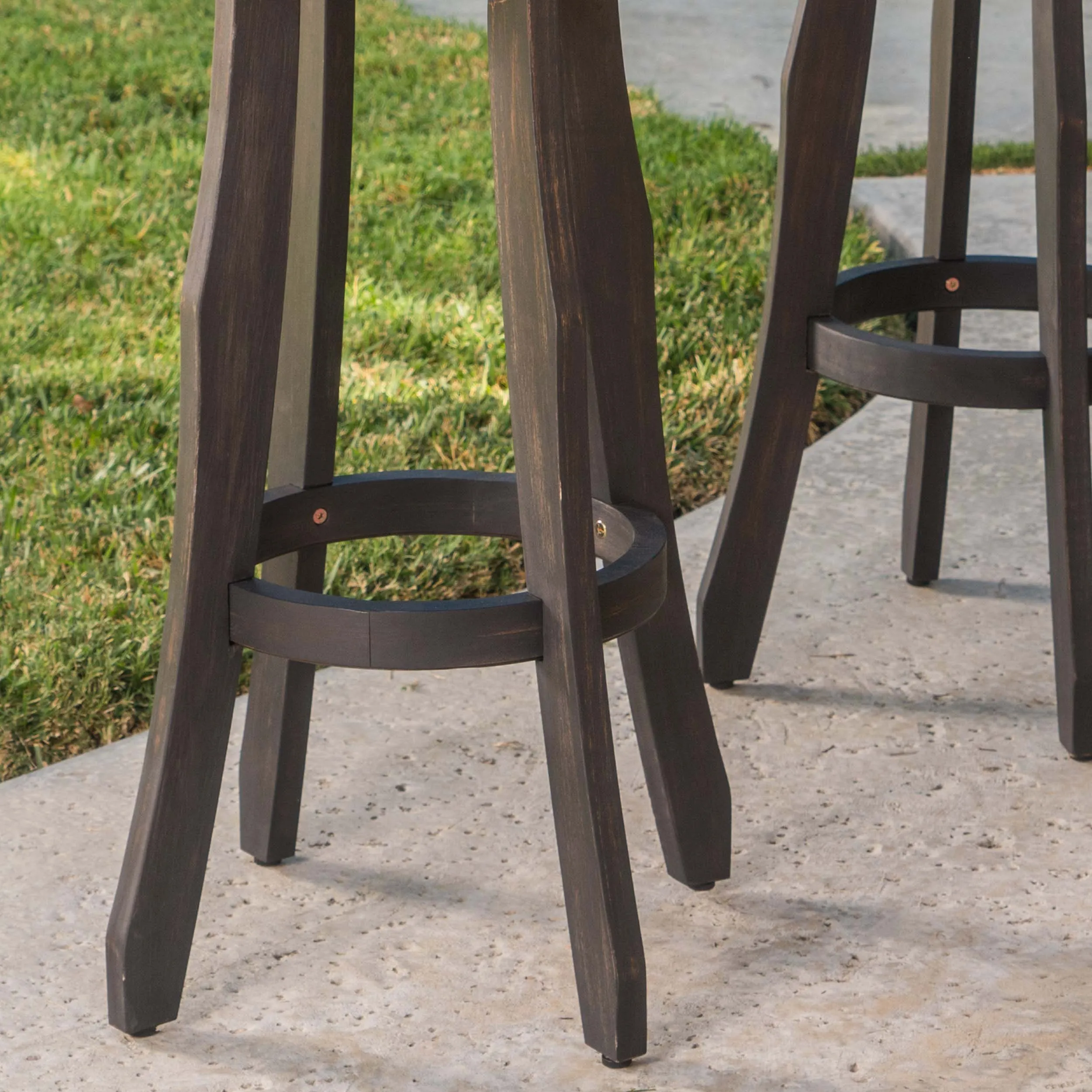 30-Inch Outdoor Dark Grey Finished Acacia Wood Barstools - NH531103