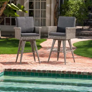 30-Inch Outdoor Gray Wicker Barstool (set of 2) - NH820992 patio chairs, outdoor seating