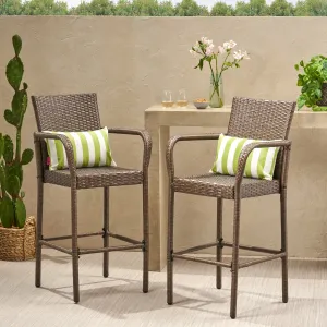 30-Inch Outdoor Mix Mocha Wicker Barstool - NH073003 patio chairs, outdoor seating