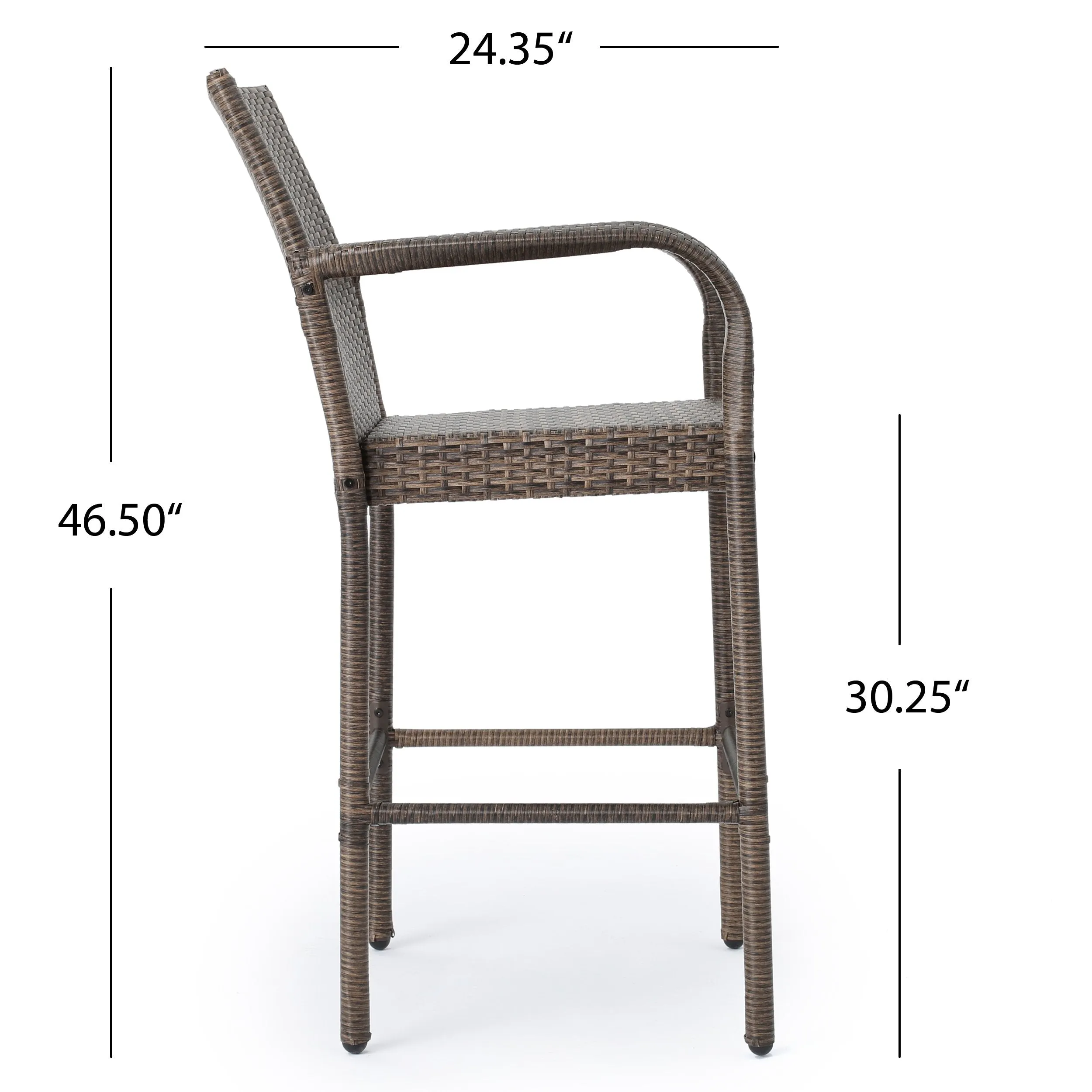 30-Inch Outdoor Mix Mocha Wicker Barstool - NH073003