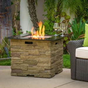 32-inch Stone Square MGO Fire Pit - 40,000 BTU - NH166692 patio chairs, outdoor seating
