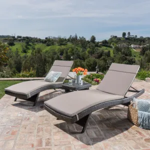 3Pc Multibrown Wicker Lounge w/Water Resistant Cushions & CoffeeTable - NH631003 patio chairs, outdoor seating