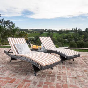 3pc Outdoor Wicker Chaise Lounge Chair & Table Set - NH190003 patio chairs, outdoor seating