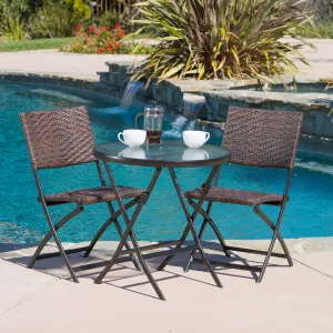 3pc Outdoor Wicker Folding Bistro Set - NH366922 patio chairs, outdoor seating