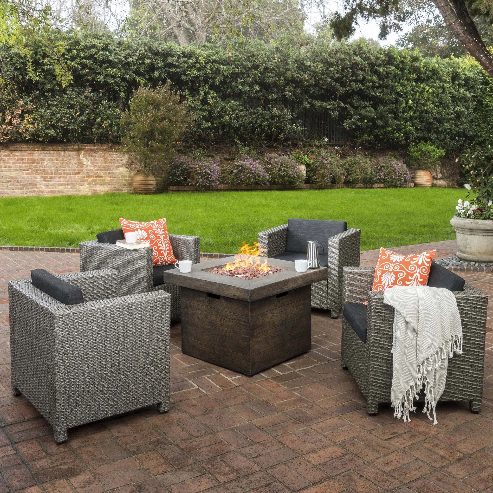 4-Seater Outdoor Fire Pit Chat Set - NH154003 patio chairs, outdoor seating