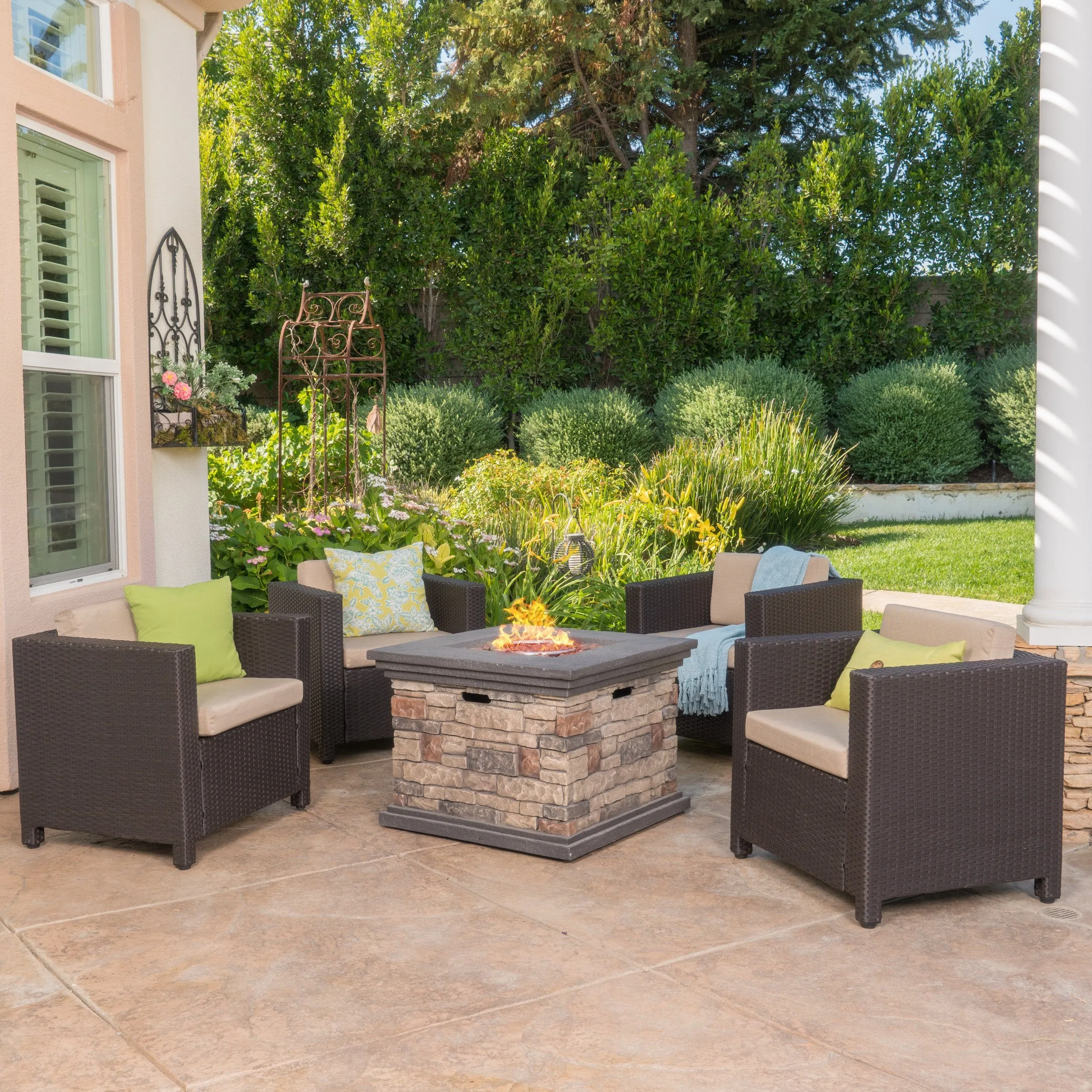 4-Seater Outdoor Fire Pit Chat Set - NH983003 patio chairs, outdoor seating