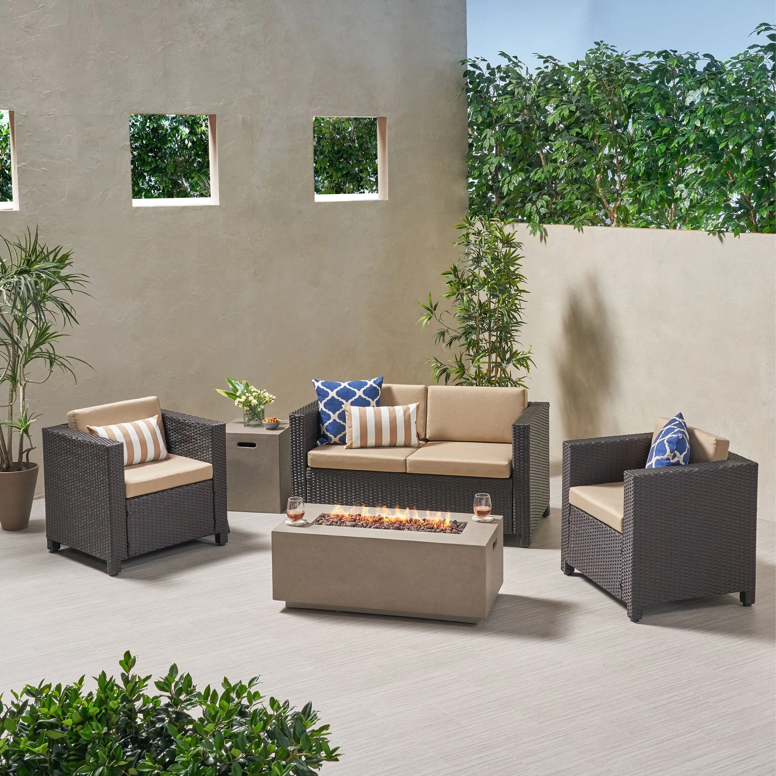 4-Seater Outdoor Fire Pit Sofa Set - NH719903 patio chairs, outdoor seating