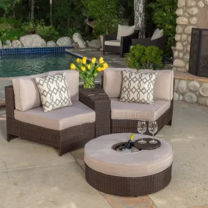 4pc Outdoor Chat Set w/ Storage Trunk & Ice Bucket - NH250992 patio chairs, outdoor seating