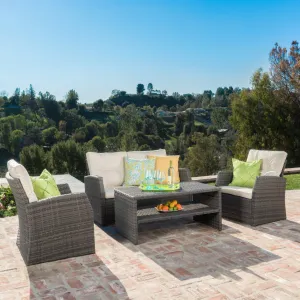 4pc Outdoor Gray Wicker Sofa Seating Set w/ Cushions - NH509492 patio chairs, outdoor seating
