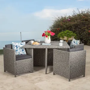 5-Piece Outdoor Dark Grey Wicker Dining Set - NH890992 patio chairs, outdoor seating
