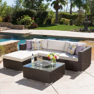 5pc Outdoor Brown Wicker/Aluminum Seating Sectional Set w/ Cushions - NH544692 patio chairs, outdoor seating