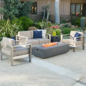 5pc Outdoor Fire Table Sofa Set - NH878992 patio chairs, outdoor seating