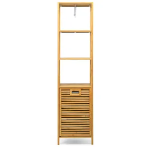 63" Tilt Out Laundry Hamper and 4-Tier Storage Shelves bathroom organizer, toilet brush holder