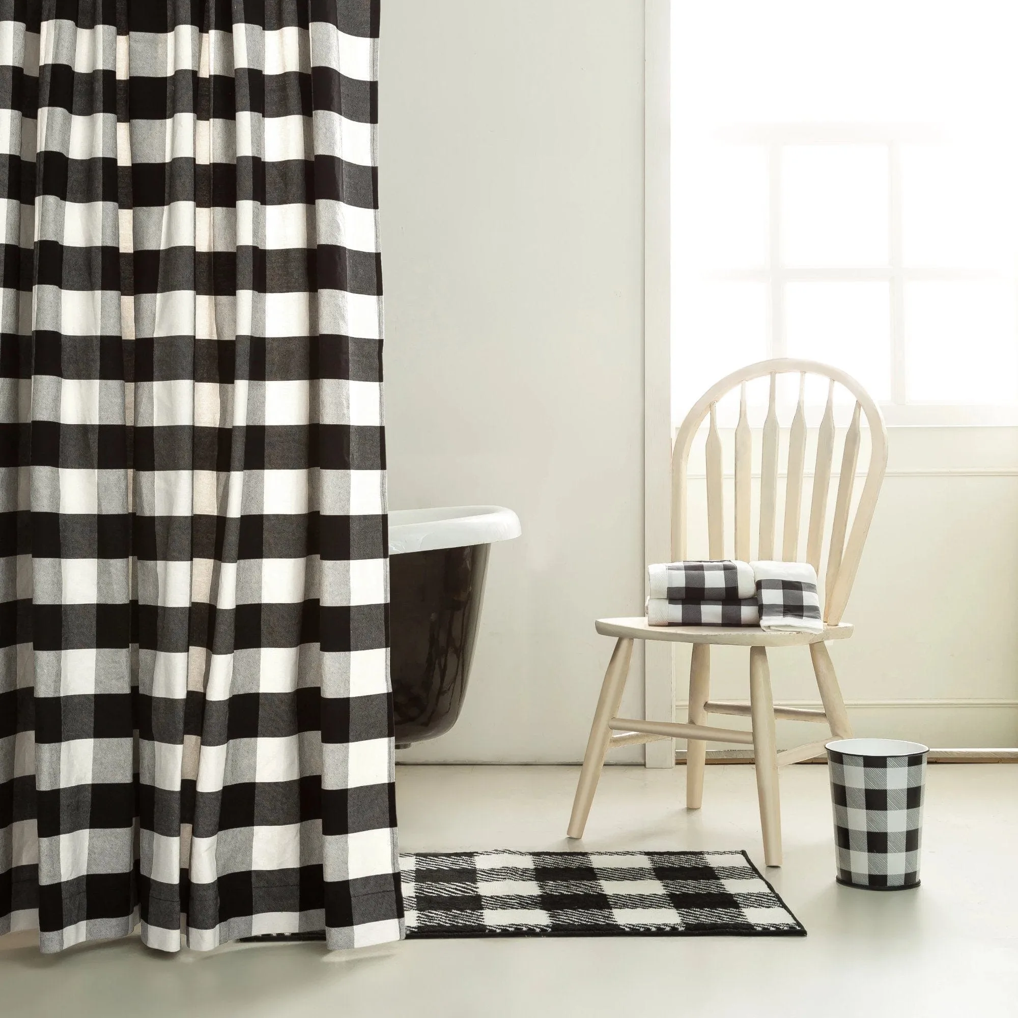 6PC Camille Buffalo Check Bathroom Set bath rugs, non-slip bathroom mat