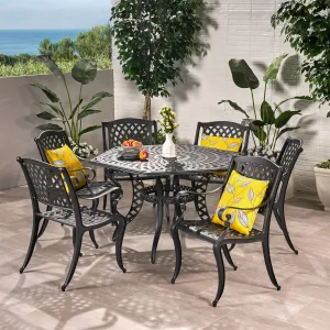 7 Piece Bronze Cast Aluminum Outdoor Dining Set - NH770932 patio chairs, outdoor seating