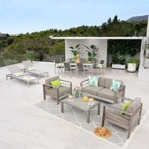 7 Piece Dining Set with Faux Wood   4pc Chat Set   2 Chaise Lounges - NH790603 patio chairs, outdoor seating