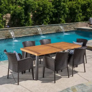 7 Piece Outdoor Dining Set (Wood Table w/ Wicker Chairs) - NH834892 patio chairs, outdoor seating