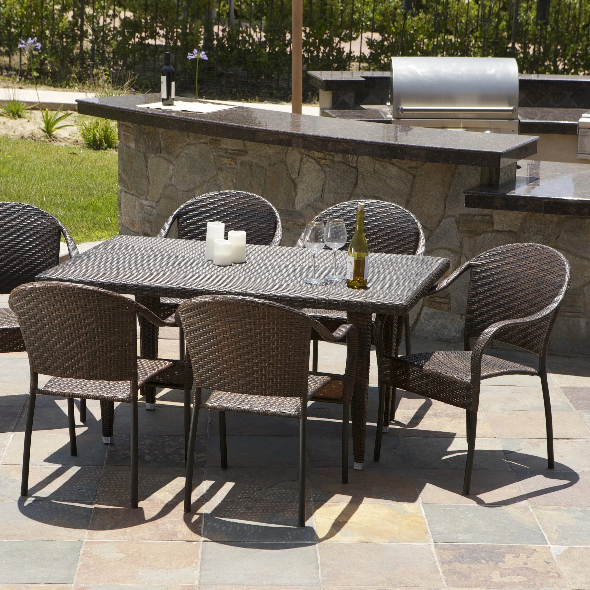7 Piece Wicker Outdoor Dining Set - NH330412 patio chairs, outdoor seating