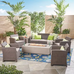 7-Seater Outdoor Chat Set with Fire Pit - NH798503 patio chairs, outdoor seating