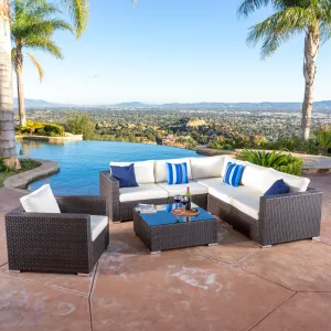 7pc Outdoor Brown Wicker Seating Sectional Set w/ Cushions - NH344692 patio chairs, outdoor seating
