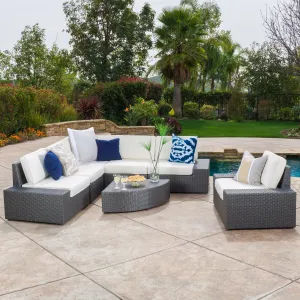 7pc Outdoor Grey Wicker Sofa Set w/ Cushions - NH637692 patio chairs, outdoor seating