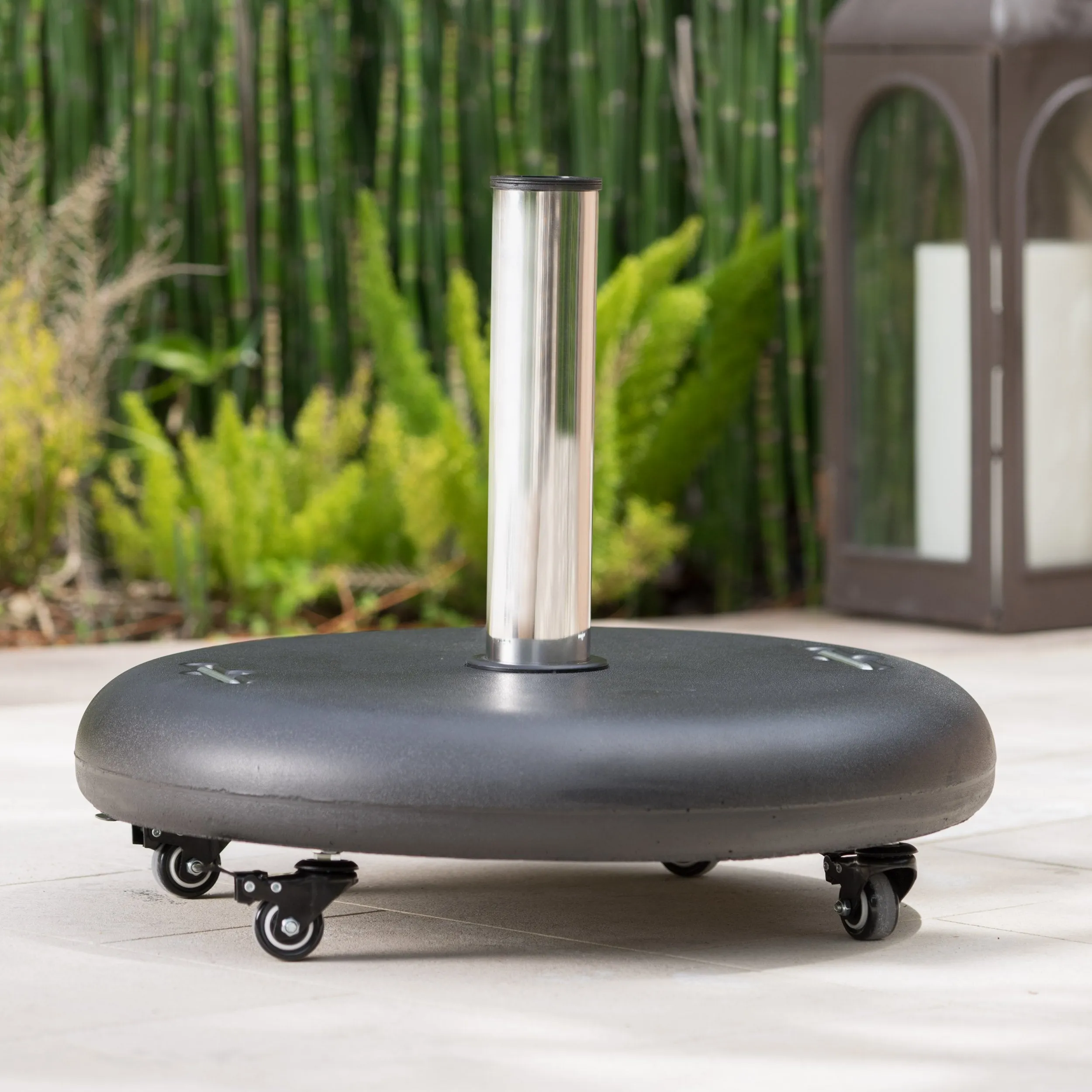 88lbs Umbrella Base w/ Wheels & Stainless Steel Pole Handle - NH314003 patio chairs, outdoor seating