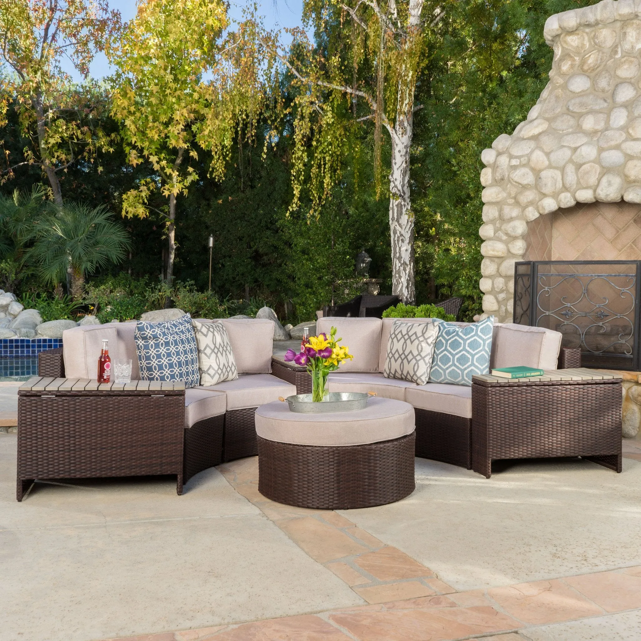 8pc Outdoor Sectional Sofa Set w/ Storage Trunks - NH450992 patio chairs, outdoor seating