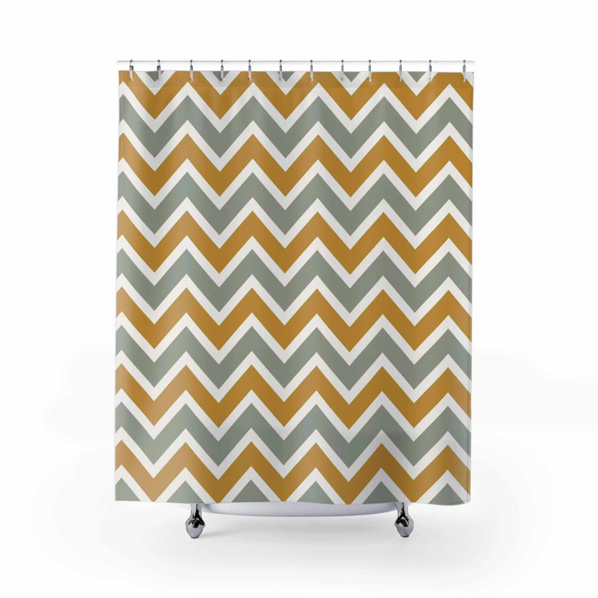 Abstract Shower Curtain | Beige Gray Chevron Pattern Lighting,Home Lighting