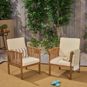 Acacia Outdoor Acacia Wood Club Chairs w/ Cushions - NH322603 patio chairs, outdoor seating