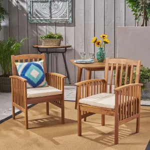 Acacia Patio Dining Chairs, Acacia Wood with Outdoor Cushions, (Set of 2) - NH161703 patio chairs, outdoor seating