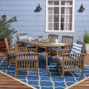 Acacia Patio Dining Set, 6-Seater, 71" Oval Table with Straight Legs - NH922703 patio chairs, outdoor seating