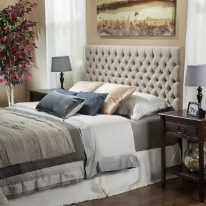Adjustable King/ California King Fabric Headboard-Sand - NH010692 wood bed frame, upholstered bed