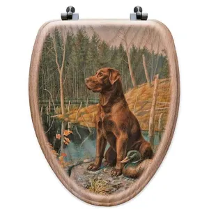 Alert Labrador, Oak Art Toilet Seats bathroom furniture, vanity cabinet