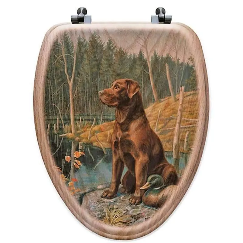 Alert Labrador, Oak Art Toilet Seats wall sconce light, hallway light