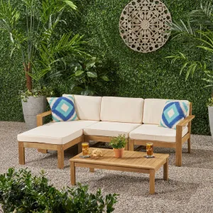 Ana Outdoor 3 Seater Acacia Wood Sofa Sectional with Cushions - NH253903 patio chairs, outdoor seating